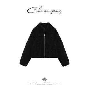 [卷翘]TA同源羊毛皮皮毛一体皮草短款外套AAMU256800