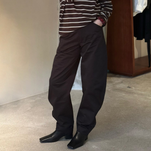 棕行 女弯刀裤 LEM同源纯棉腰带休闲长裤 新款 子 2026春季 CHU楚妞
