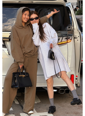 CHU楚妞[本栖]平纹棉套头长袖卫衣连衣裙2026春季新款女简约裙子