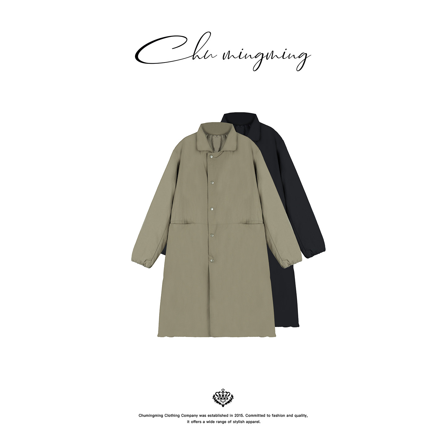 CHU楚妞[之拥]立领90白鹅绒中长款羽绒服日系外套大衣LY2525096