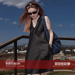 CHU楚妞【薄纱】高级感黑色香云纱套装女2026新款秋老钱风两件套
