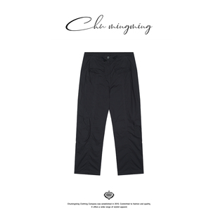 2025春季 BM纯棉口袋抽绳休闲裤 新款 女工装 CHU楚妞 运动裤 夜蓝