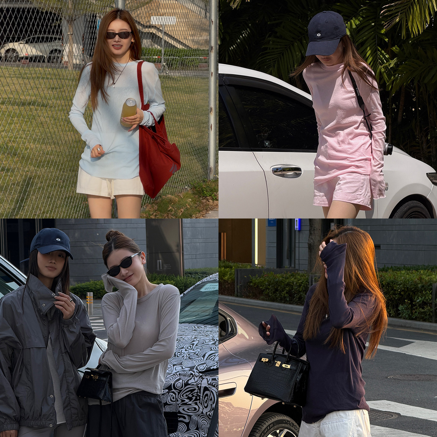 CHU楚妞[欧文]强捻长绒棉后中缝长袖T恤2026春季新款女显瘦上衣