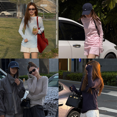 强捻长绒棉后中缝长袖T恤上衣