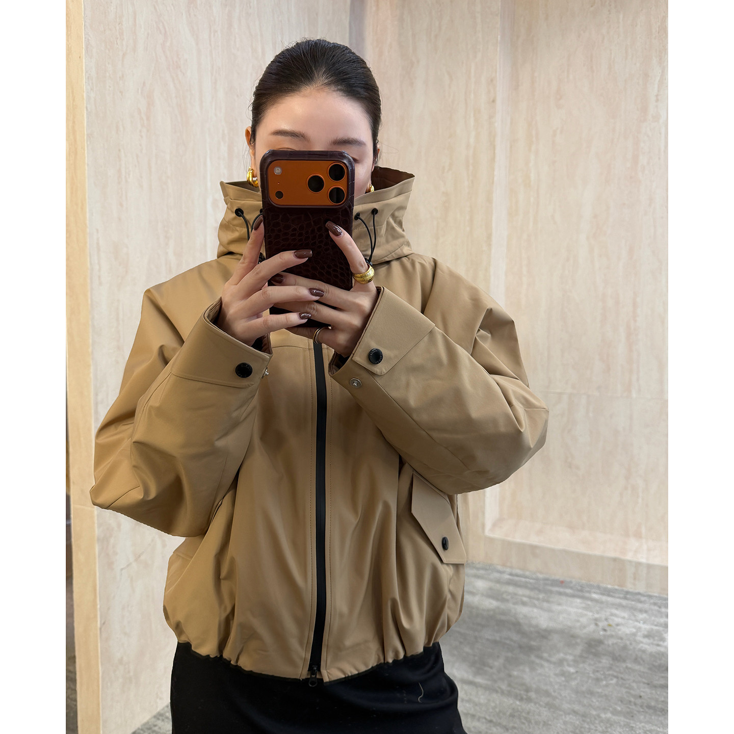 CHU楚妞 [浅律]黑标90白鹅绒连帽羽绒服冲锋衣外套AAMU252747