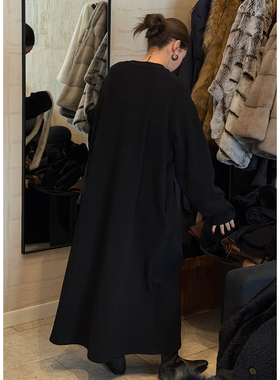 CHU楚妞[曼塔]桑蚕丝羊毛长款卫衣连衣裙2025秋冬季新款女裙子