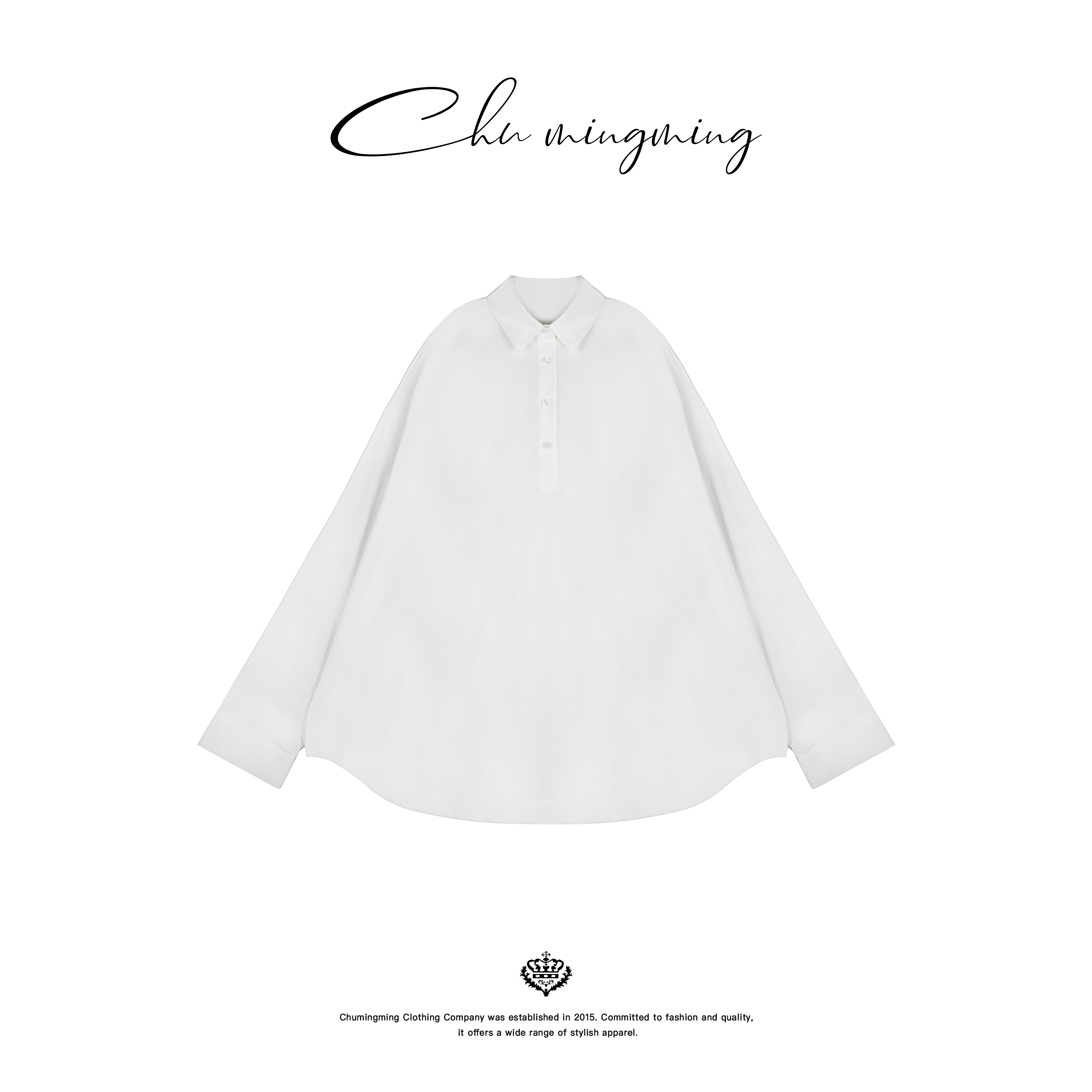 纯棉方领长袖宽松百搭衬衫上衣