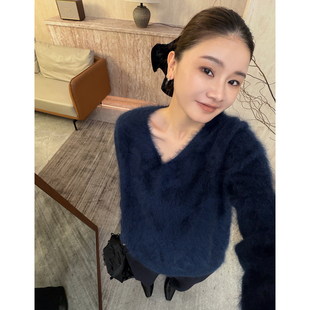 新款 CHU楚妞 2025冬季 爱马同源超细山羊绒针织衫 女毛衣上衣 绒柠