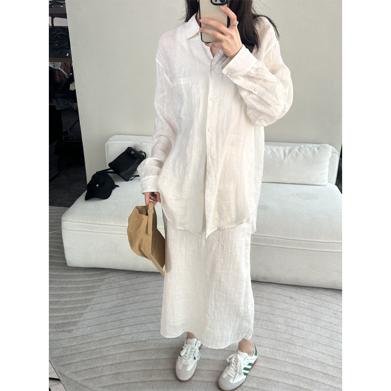 CHU楚妞[绿格]亚麻直筒松紧腰半裙2026春季新款女法式优雅裙子,女装/女士精品,半身裙,淘宝优惠券,粉丝福利购,淘宝优惠卷