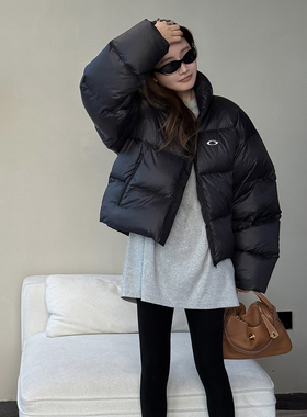 CHU楚妞[膨光]B家刺绣90鸭绒短款羽绒服2025冬季新款女外套大衣潮