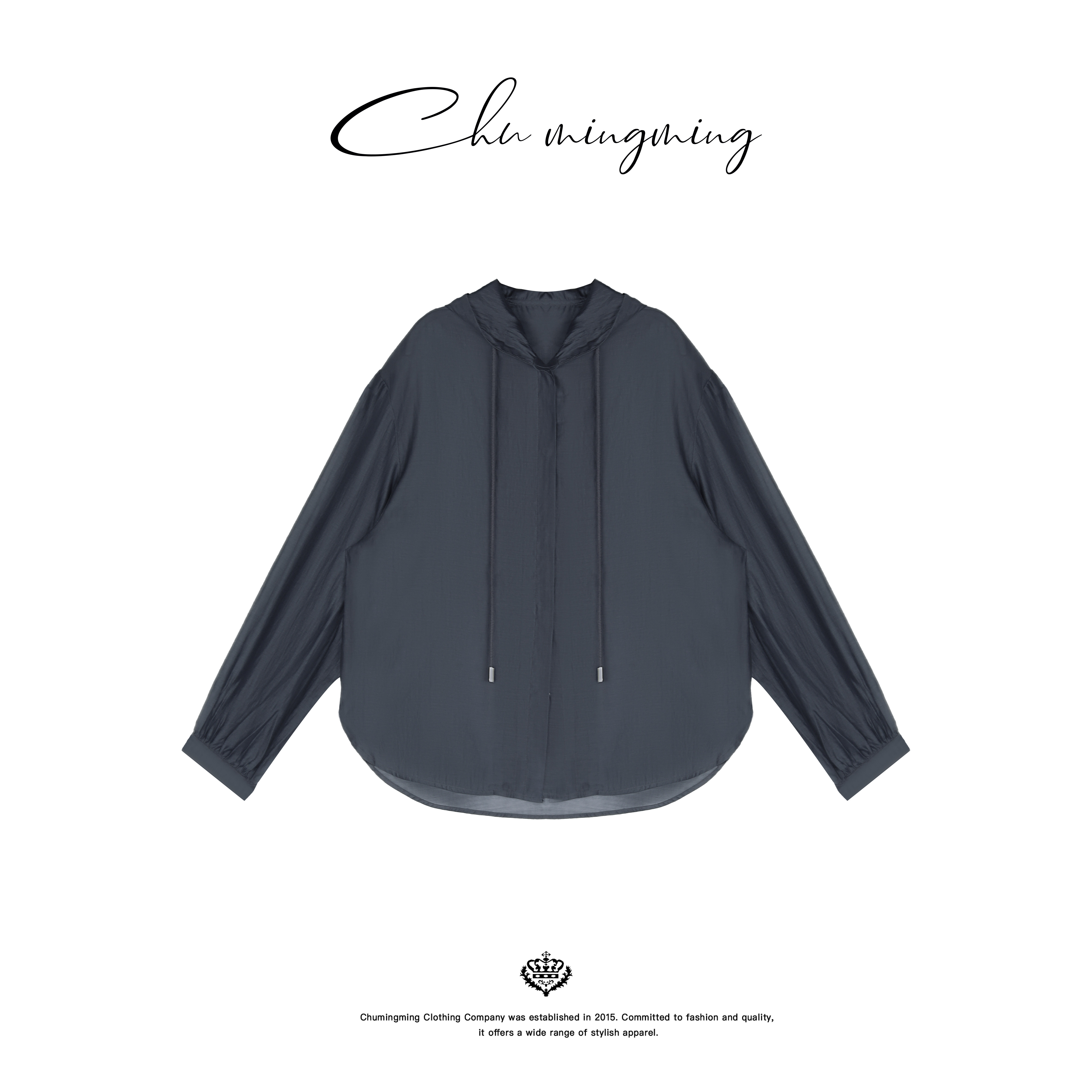 CHU楚妞[再生]莱赛尔冰感抽绳连帽衬衣夏季新款女防晒服罩衫