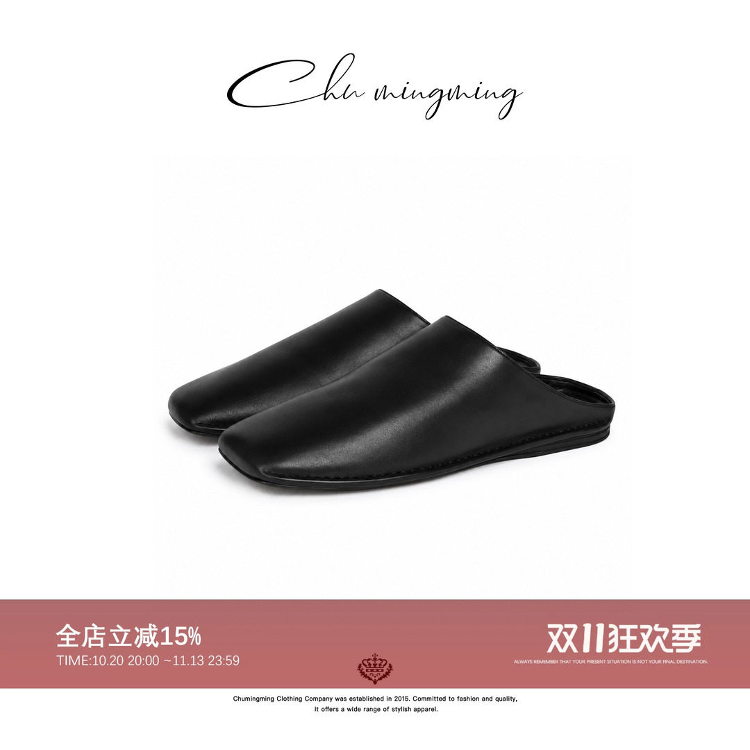 CHU楚妞方头平底穆勒拖鞋12XZ2631-YP