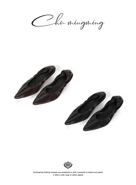 [CHU/2025SSNEW]原创设计绵羊皮猫跟尖头单鞋 YY02