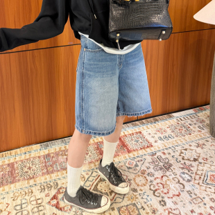 裤 纯棉做旧牛仔休闲五分裤 子JW268708 春风蓝 CHU楚妞