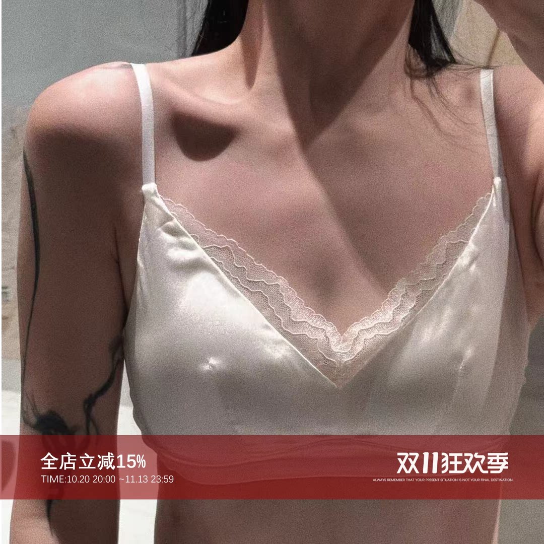 真丝缎面薄款内衣性感聚拢文胸