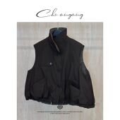 CHU楚妞 女马甲 新款 轻丘 中空纱双面格纹90白鹅绒羽绒服2025冬季