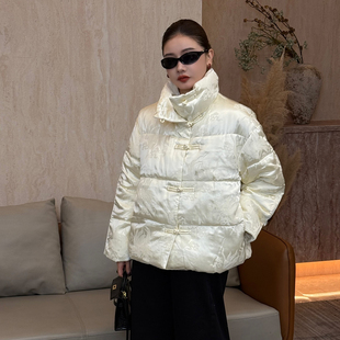 CHU楚妞[鱼游凤影]真丝90鹅绒暗纹刺绣2025冬季新款女中式羽绒服