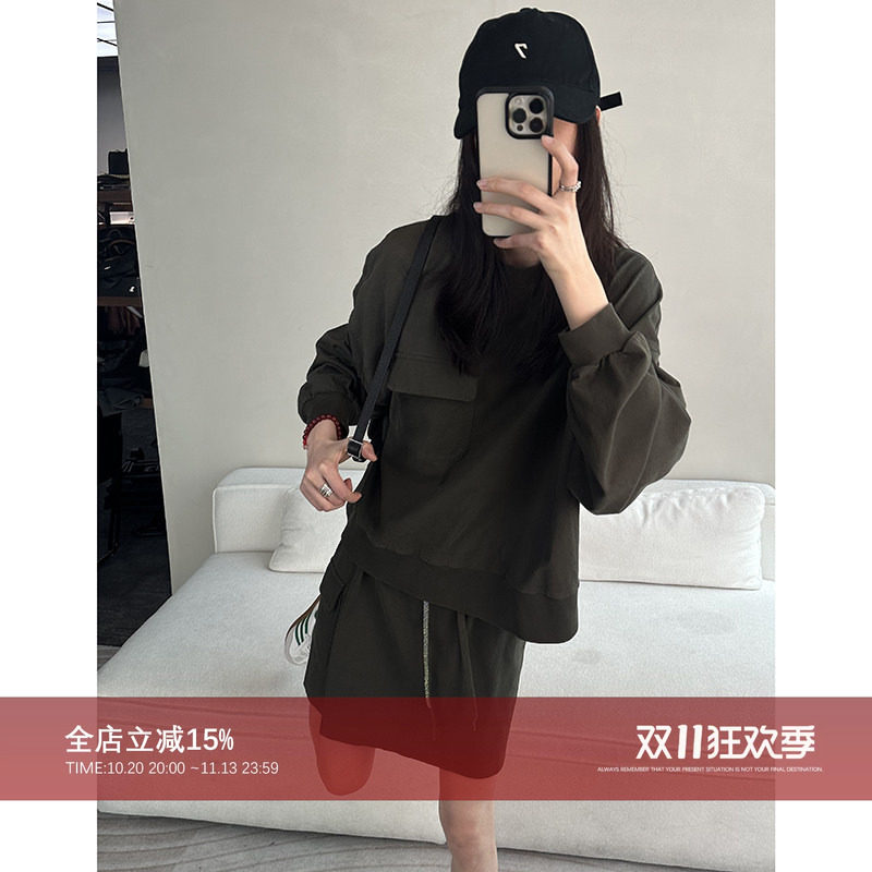 圆领长裤春季两件套旅人纯棉新款