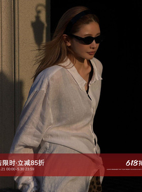 CHU楚妞[BABY蓝]法国雨露麻衬衫2026春夏季新款女防晒衬衣上衣