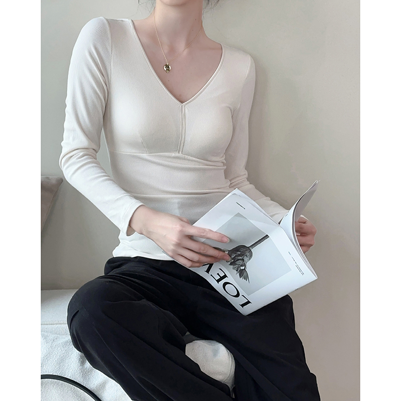 纯棉发热自带胸垫打底衫