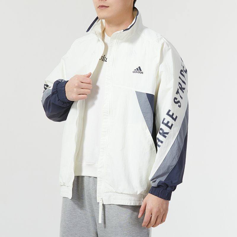 阿迪达斯休闲男女立领夹克外套