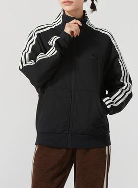 阿迪达斯外套女装针织立领运动服休闲夹克上衣 JN0759 JN0760
