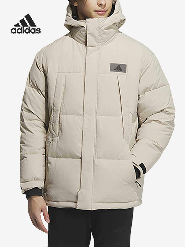 连帽羽绒服外套Adidas保暖男子