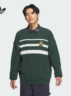 正品阿迪达斯三叶草学院风长袖男女情侣款休闲套头针织衫 JC6849