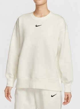 Nike/耐克女子简约加绒保暖运动休闲套头衫圆领卫衣FZ4271-133