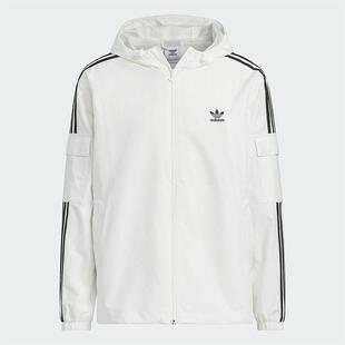 Adidas三叶草男女装 运动休闲三条纹连帽夹克外套KB1944