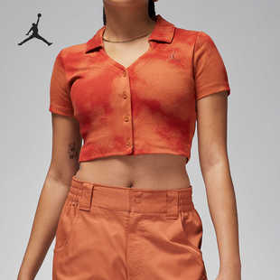 209 Nike 耐克正品 JORDAN女士针织休闲透气翻领短袖 T恤FN5403