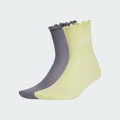 花边褶边中筒运动袜两双装 简约经典 JD5624 时尚 adidas三叶草女袜