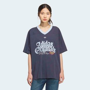 T恤KT3063 印花宽松休闲V领短袖 KT3062 潮流时尚 adidas三叶草女装