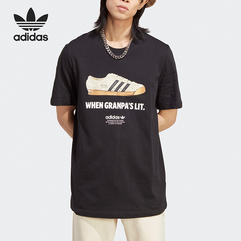 运动透气休闲短袖T恤Adidas男子