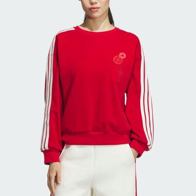 阿迪女装经典百搭圆领套头卫衣