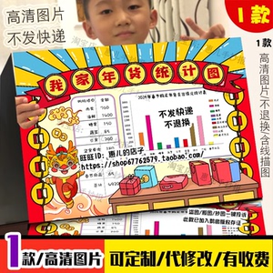 我家年货统计图手抄报春节年货统计表购物清单条形统计图电子小报