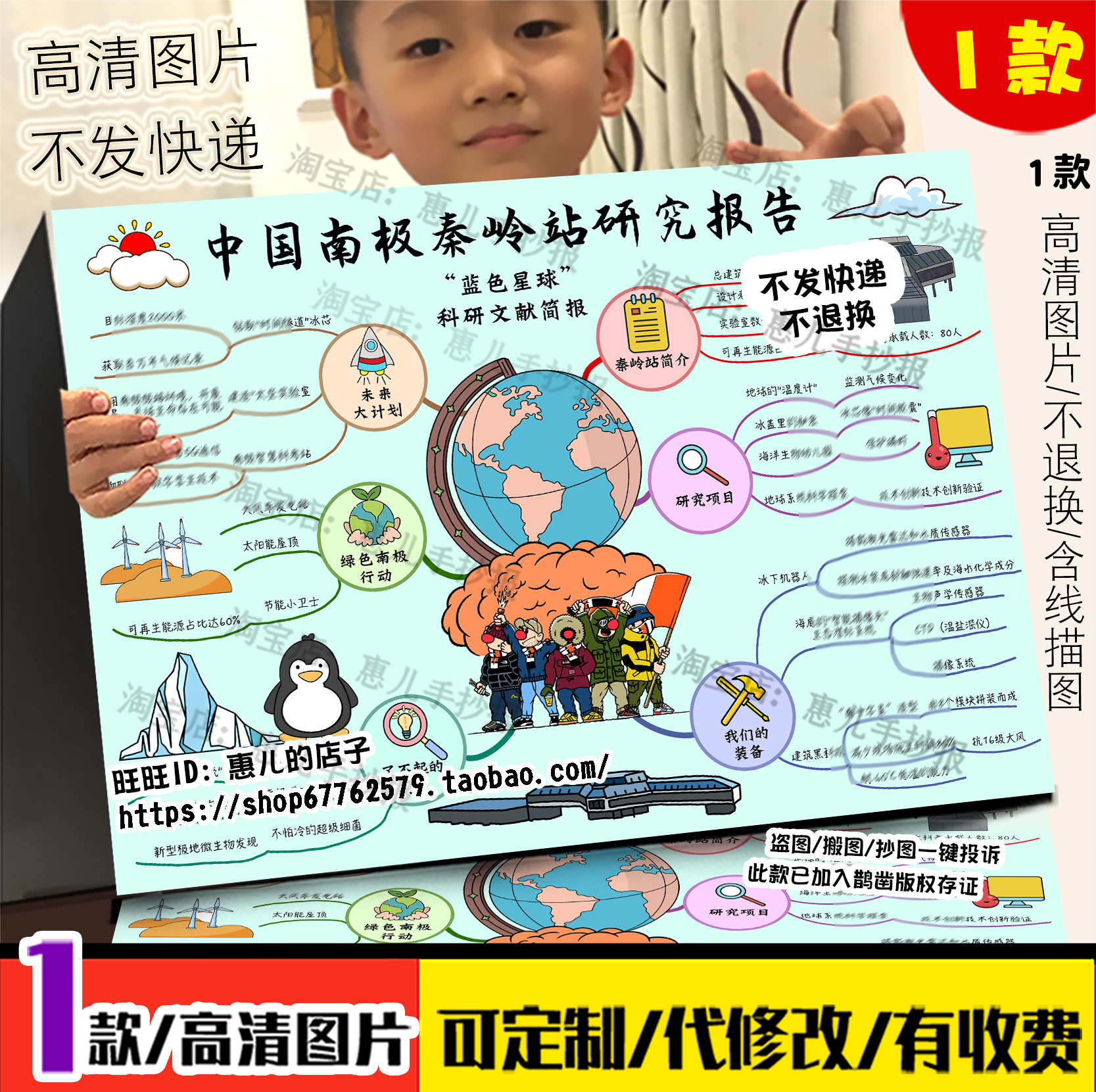 中国秦岭科考站研究思维导图手抄报小学生科学研究报告电子小报,商务/设计服务,设计素材/源文件,淘宝优惠券,粉丝福利购,淘宝优惠卷