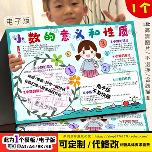 人四年级数学下册小数的意义和性质手抄报数学手抄报电子小报