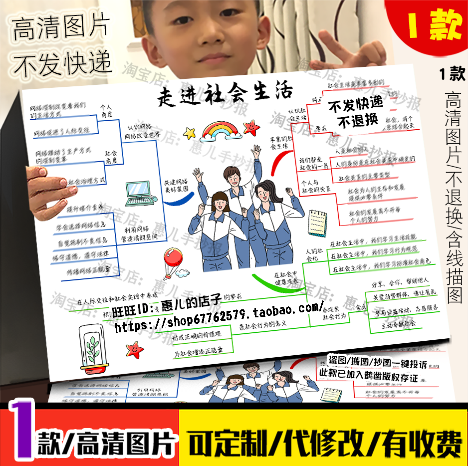八年级上册道法思维导图走进社会生活维护社会秩序国家利益手抄报,商务/设计服务,设计素材/源文件,淘宝优惠券,粉丝福利购,淘宝优惠卷