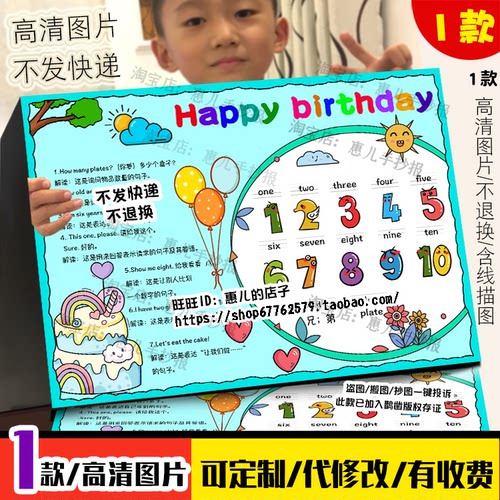 Happy birthday手抄报人教三年级上册六单元生日快乐英文电子小报
