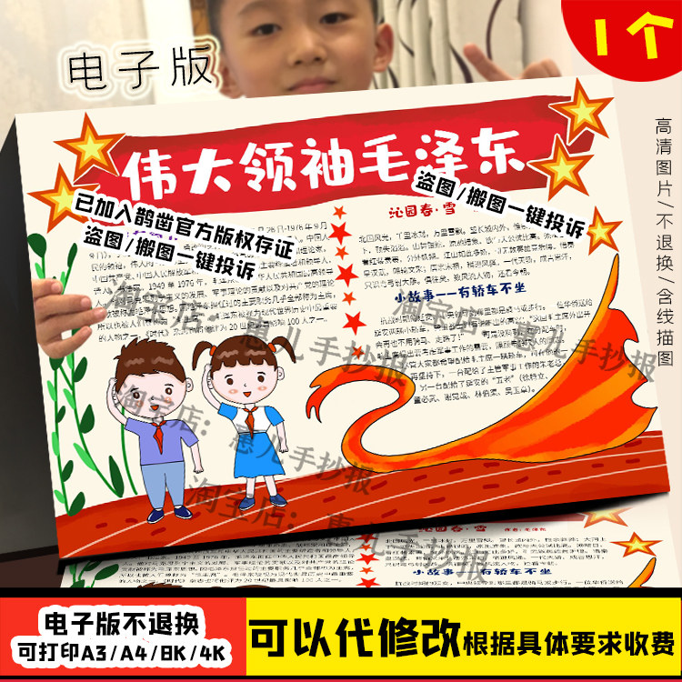 伟人诞辰日小报伟人领袖电子版小报a3a4手抄报