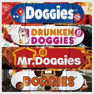 Doggies初学成人青少年专业双翘滑板 板面送砂/整板-垃圾食品系列