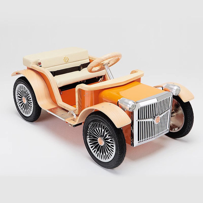 RARUS进口儿童电动车四轮可做智能亲子电动童车复古木头车纯手工