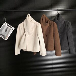 围脖领吴昕同款双面羊毛大衣女秋冬新款短款显瘦羊毛呢外套98826