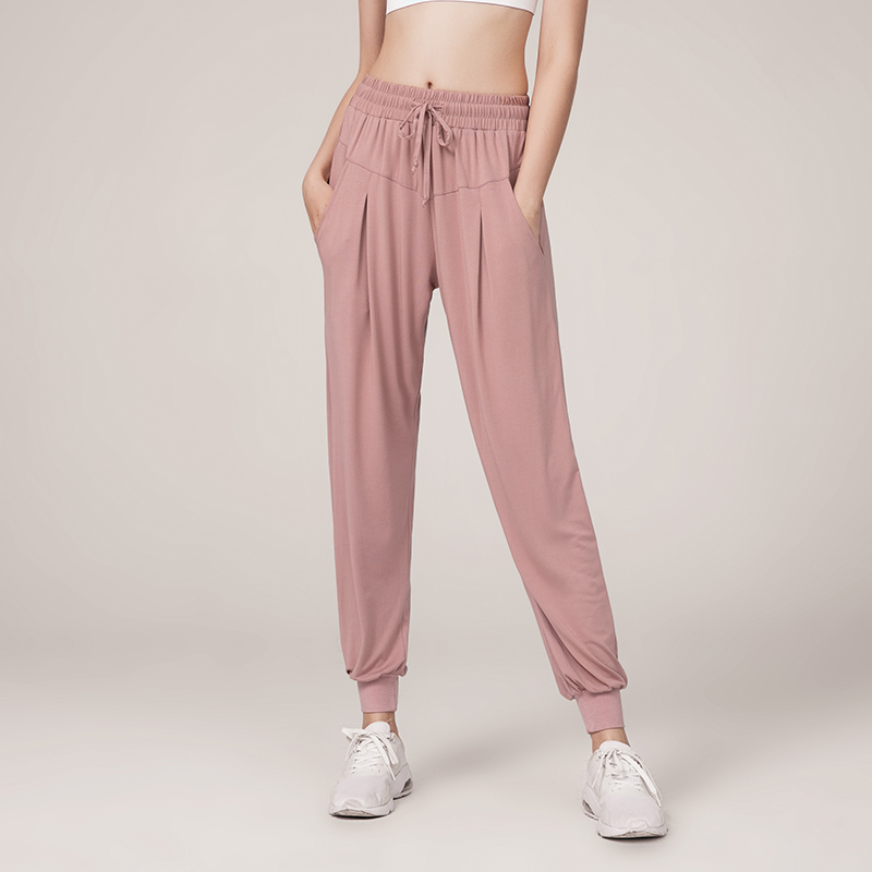 宽松束脚瑜伽裤阔腿运动哈伦裤