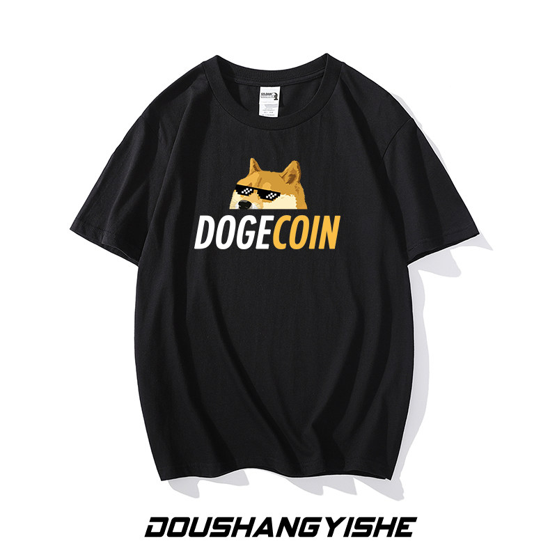 dogecoin沙雕柴犬登月比特t恤