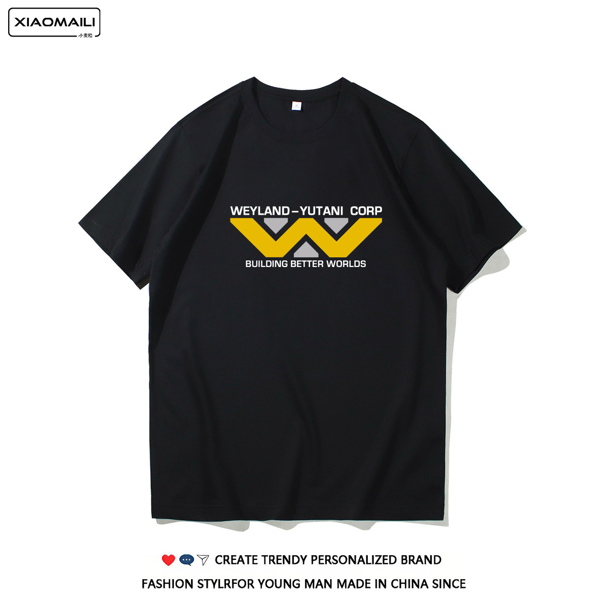 科幻电影异形Alien维兰德-汤谷公司 Weyland 印花T恤宽松男士短袖