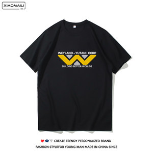 科幻电影异形Alien维兰德-汤谷公司 Weyland 印花T恤宽松男士短袖