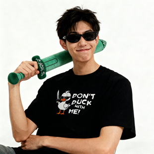 DUCK 夏季 WITH 鸭子谐音梗纯棉短袖 国潮男女T恤 ME小众美式 DON’T