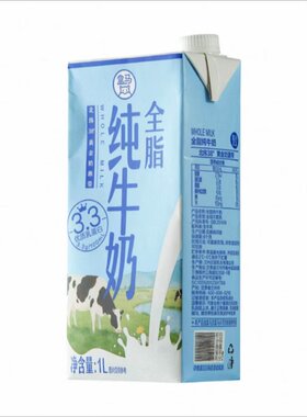 盒马代购全脂纯牛奶1L北纬38°